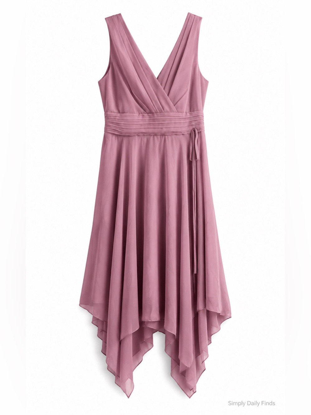 Ever Pretty Pink Chiffon Dress Sleeveless V Neck High Low Hem NWT